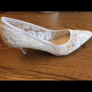 New (Never Worn) White Lace Wedding Pumps